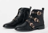 Bottines en cuir croco