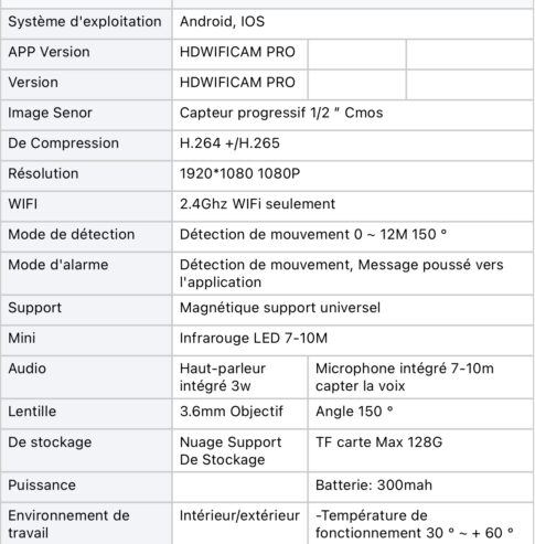 Mini camera de sécurité