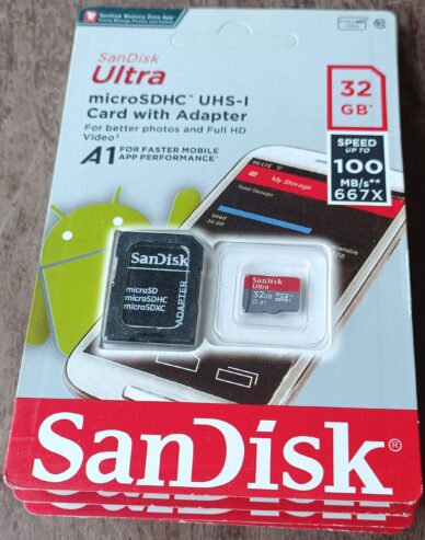 32GB Carte Mémoire C10 – U1 – A1 SanDisk Ultra MicroSD TFlash Memory Card