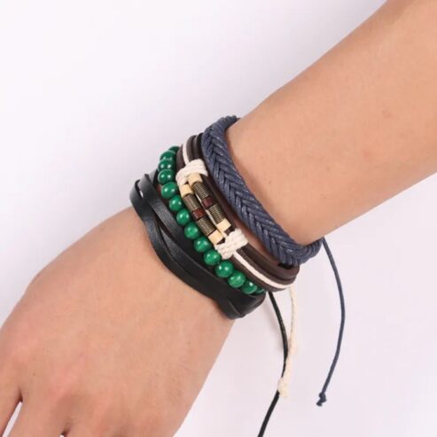 Bracelets en perles et en cuir